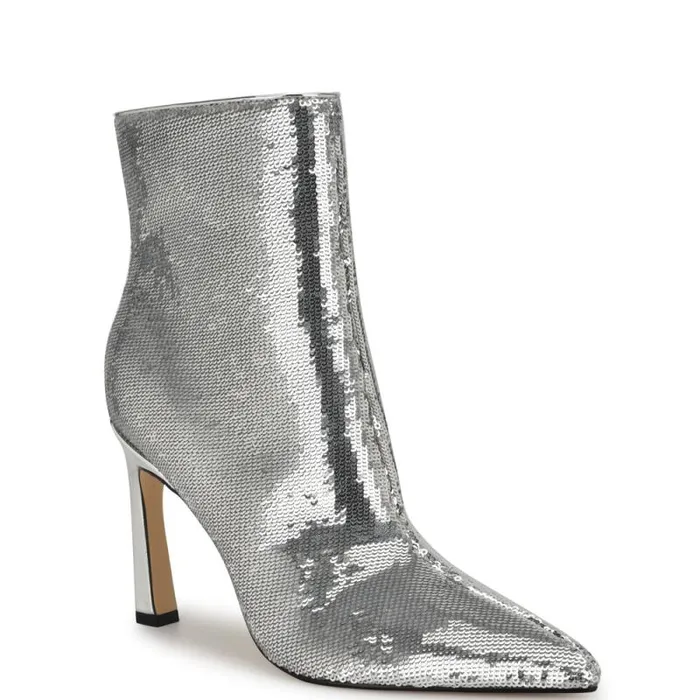 Baey Dress Ankle Booties Silver Sequin Women Nine West Boots and Booties Baey Dress Ankle Booties Silver Sequin Women Nine West Boots and Booties