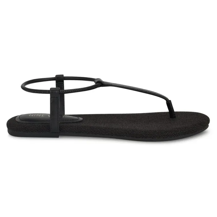 Bassie Flat Sandals Black Women Nine West Sandals