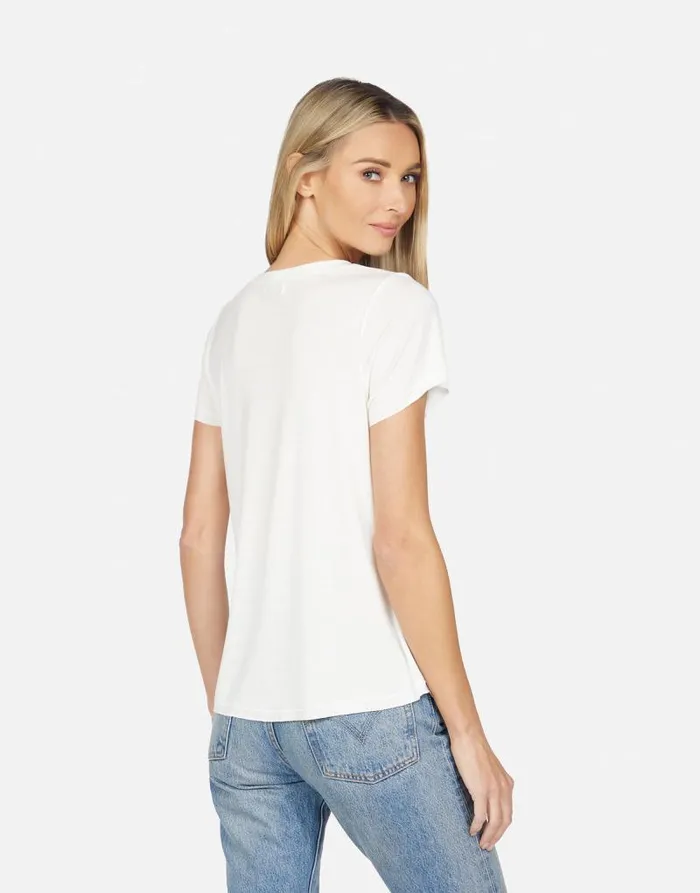 Bernadette Happy Floral Embroidery Milk Women Lauren Moshi Short Sleeve