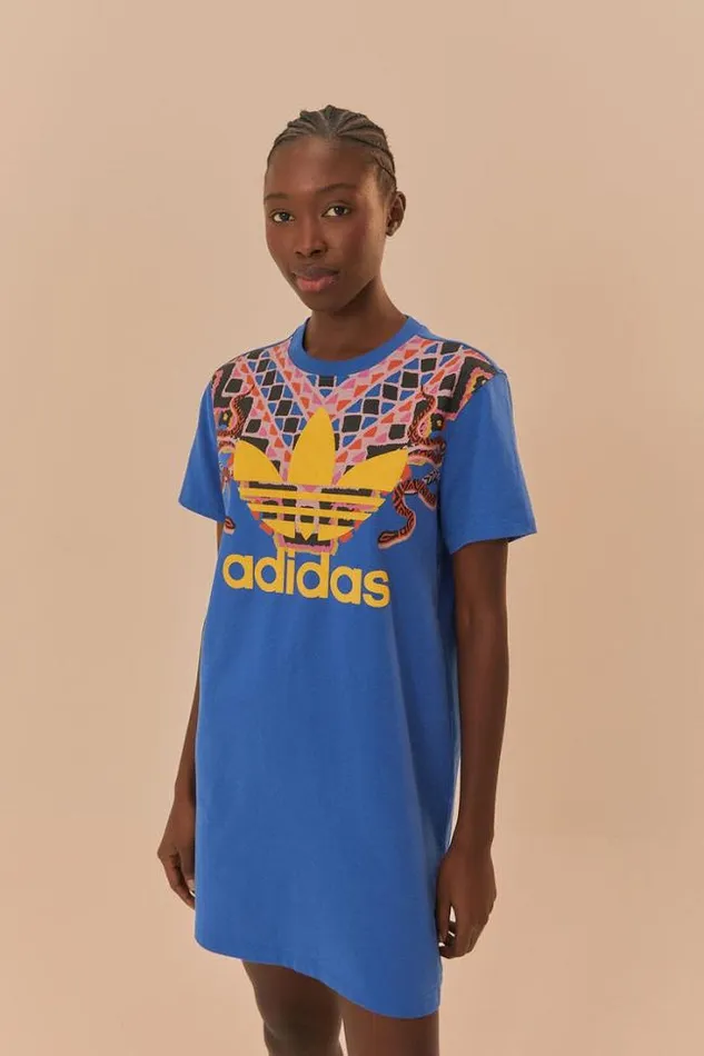 Blue Adidas Farm Rio TShirt Dress Women FARM Rio Mini Dresses