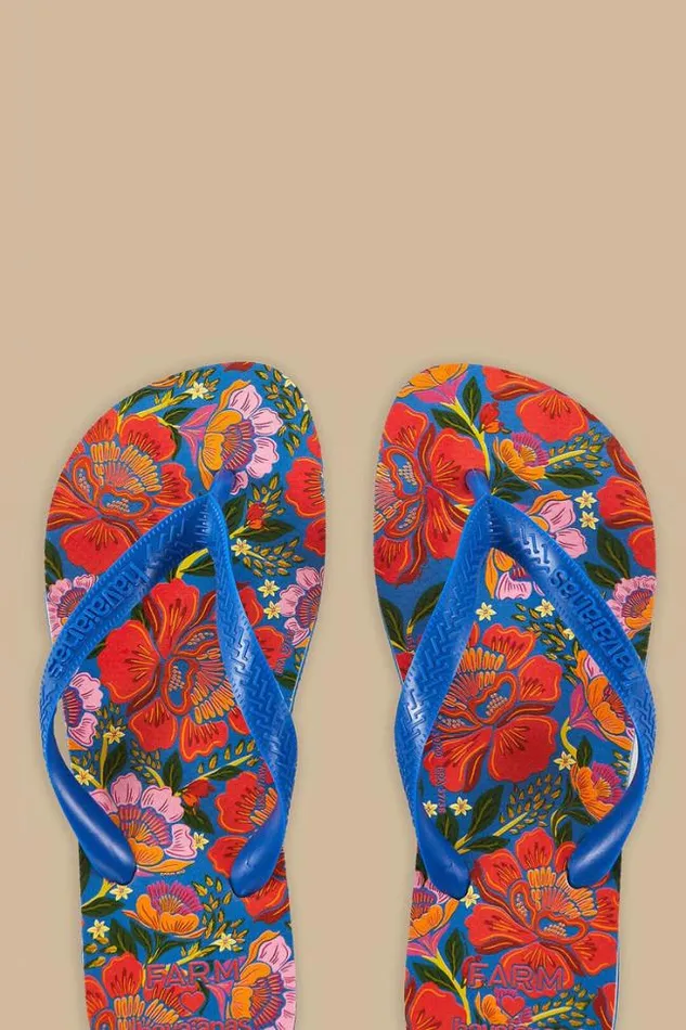 Blue Flowers Garden Havaianas Sandals Women FARM Rio Sandals Blue Flowers Garden Havaianas Sandals Women FARM Rio Sandals