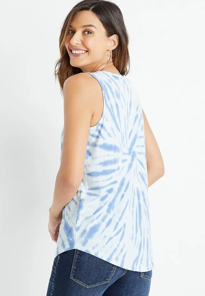 Blue Tie Dye Usa Graphic Tank Top Women Maurices Tops