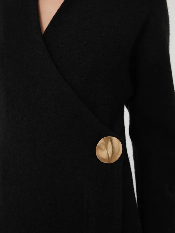 Boiled Wool Blend Disc Dress Black Women Jigsaw Knitwear and Cashmere