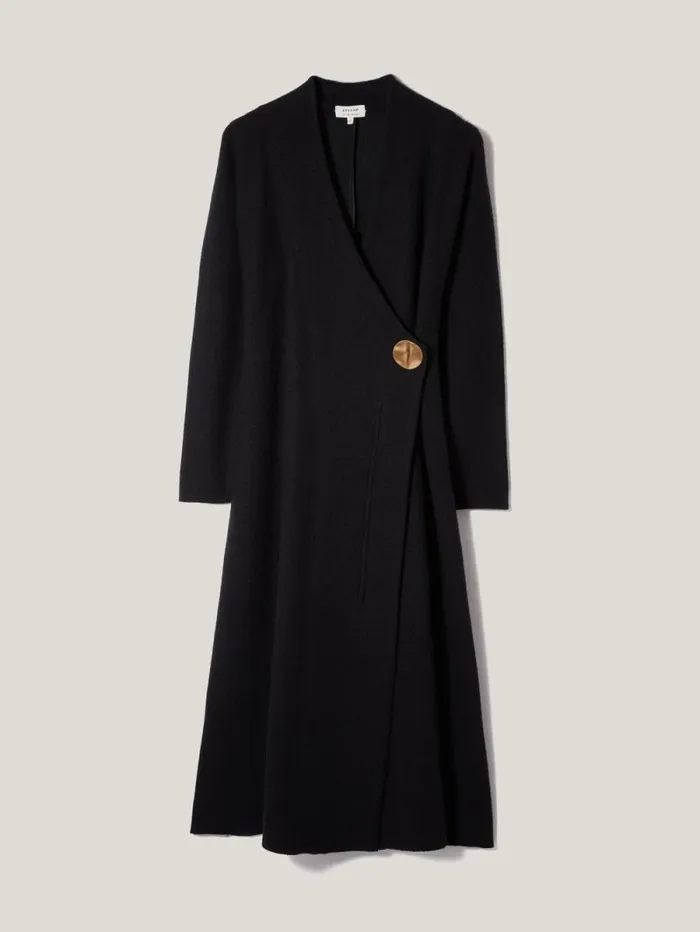 Boiled Wool Blend Disc Dress Black Women Jigsaw Knitwear and Cashmere