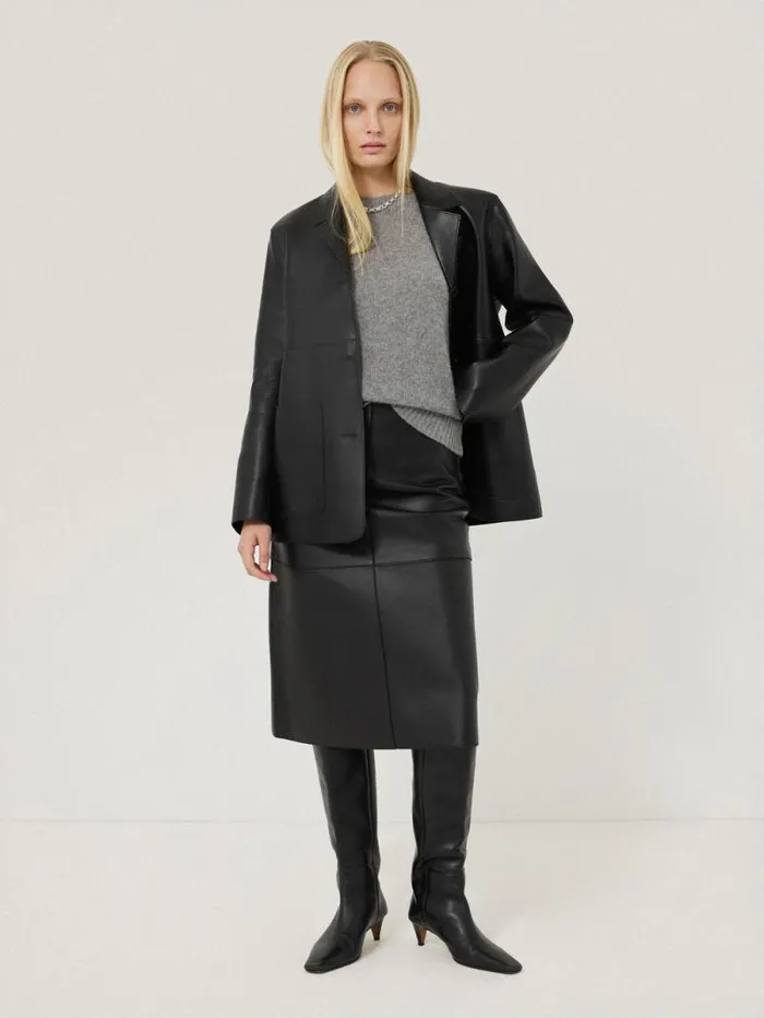 Bonded Leather Jacket Black Women Jigsaw Leather