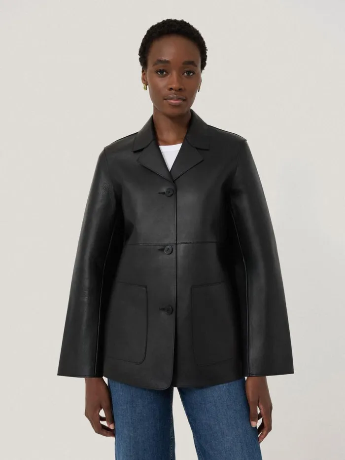 Bonded Leather Jacket Black Women Jigsaw Leather