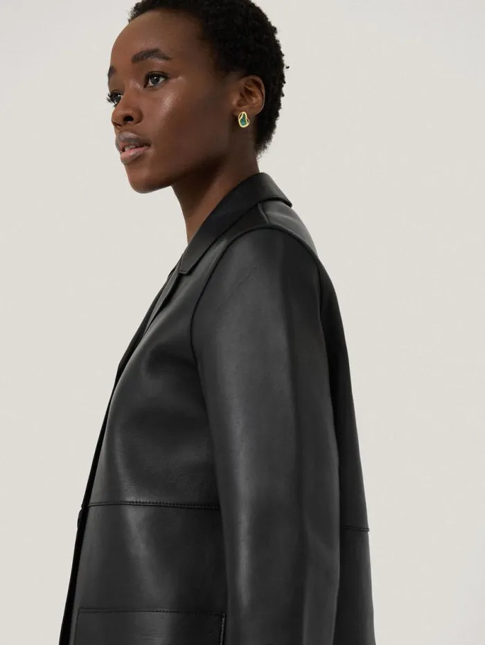 Bonded Leather Jacket Black Women Jigsaw Leather
