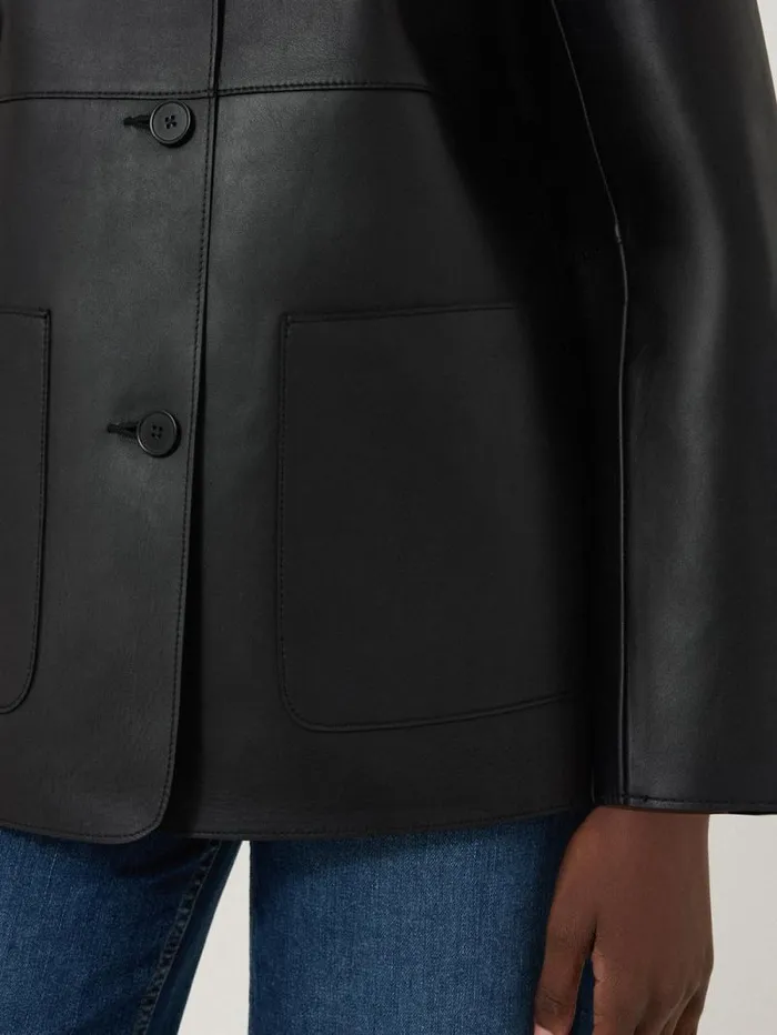 Bonded Leather Jacket Black Women Jigsaw Leather