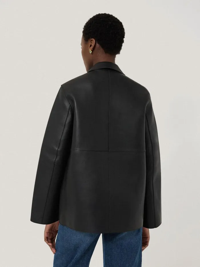 Bonded Leather Jacket Black Women Jigsaw Leather