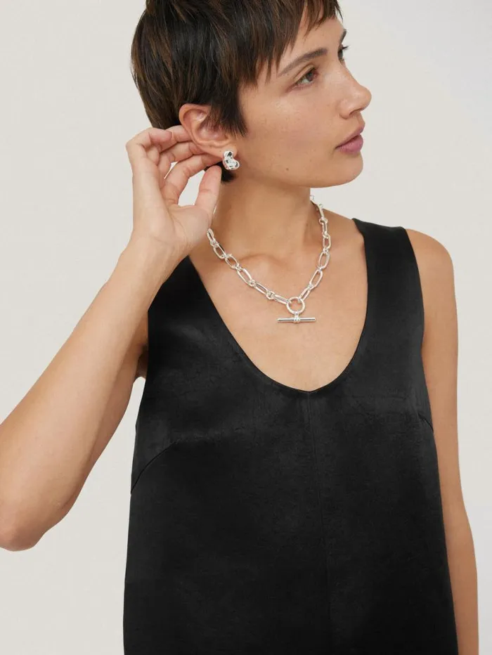 Bonded Satin Tank Top Black Women Jigsaw Coords