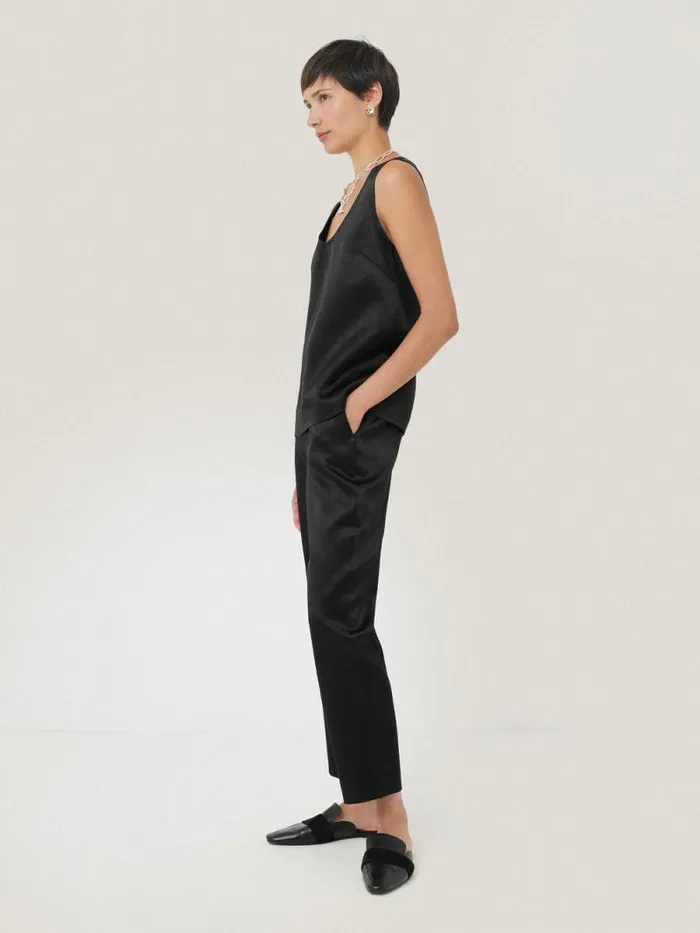 Bonded Satin Tank Top Black Women Jigsaw Coords