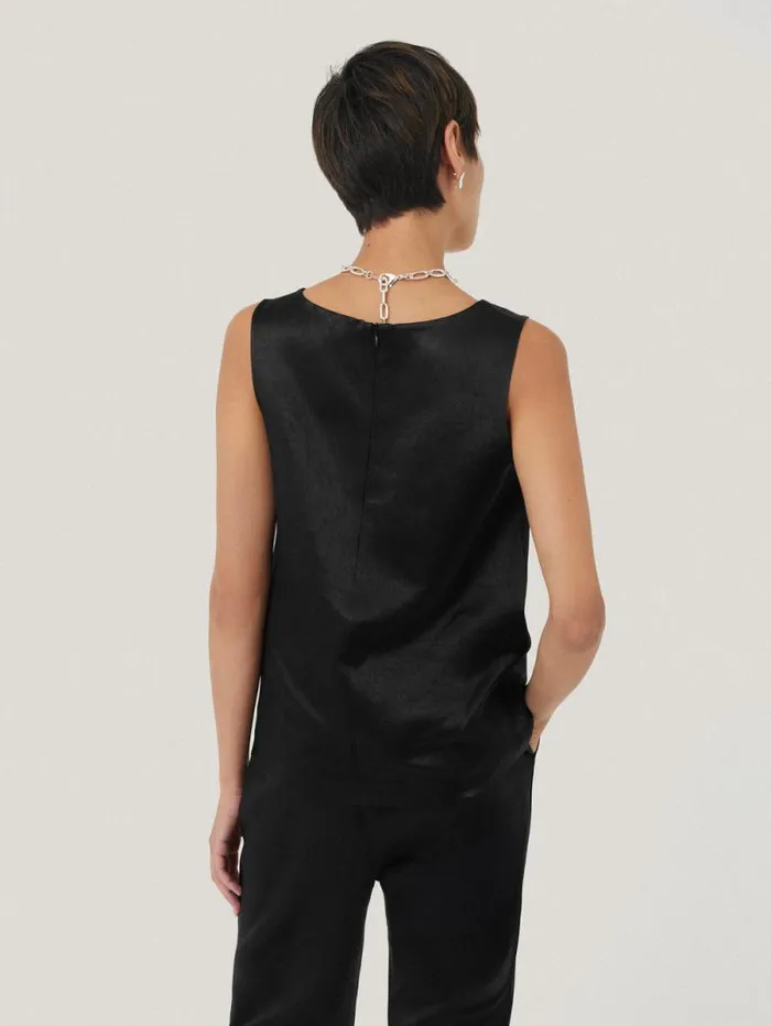 Bonded Satin Tank Top Black Women Jigsaw Coords