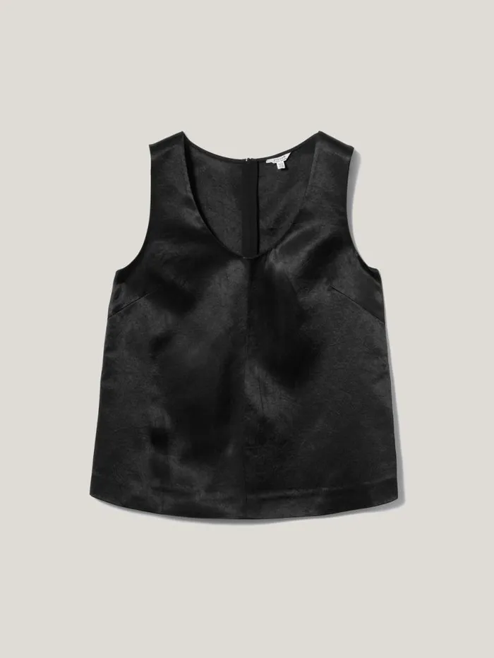 Bonded Satin Tank Top Black Women Jigsaw Coords