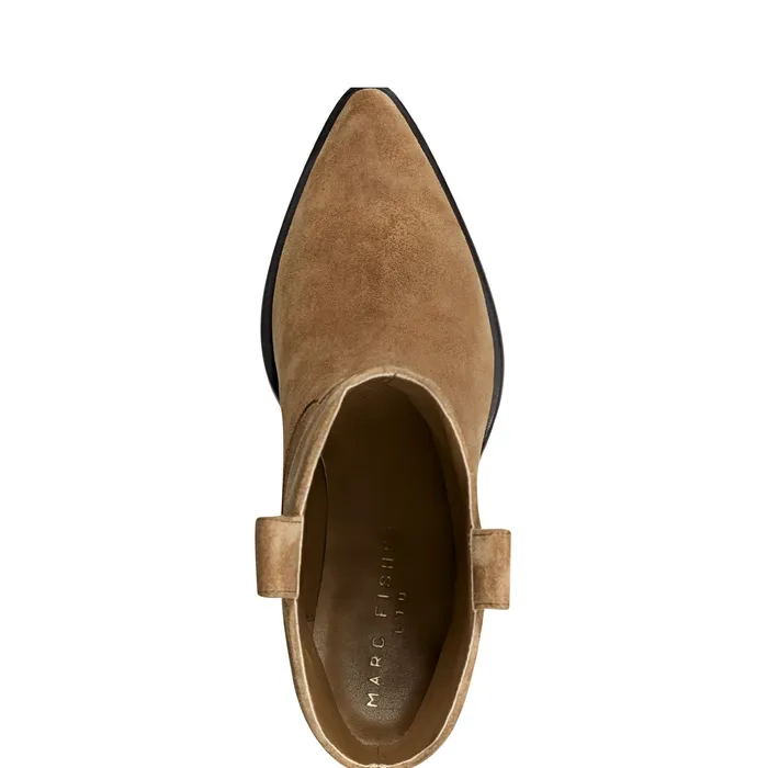 Booties Marc Fisher Women Marlie Western Bootie Natural Suede