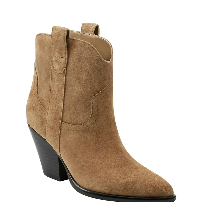Booties Marc Fisher Women Marlie Western Bootie Natural Suede