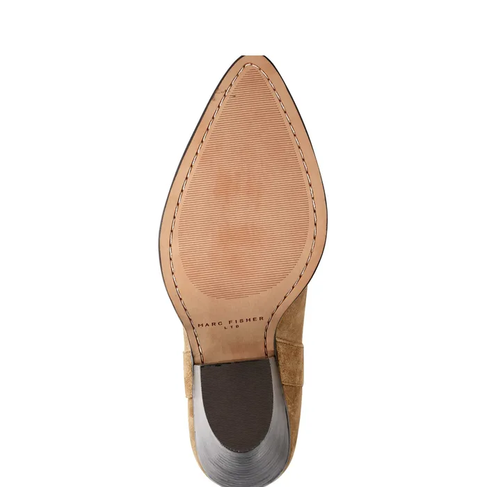 Booties Marc Fisher Women Marlie Western Bootie Natural Suede