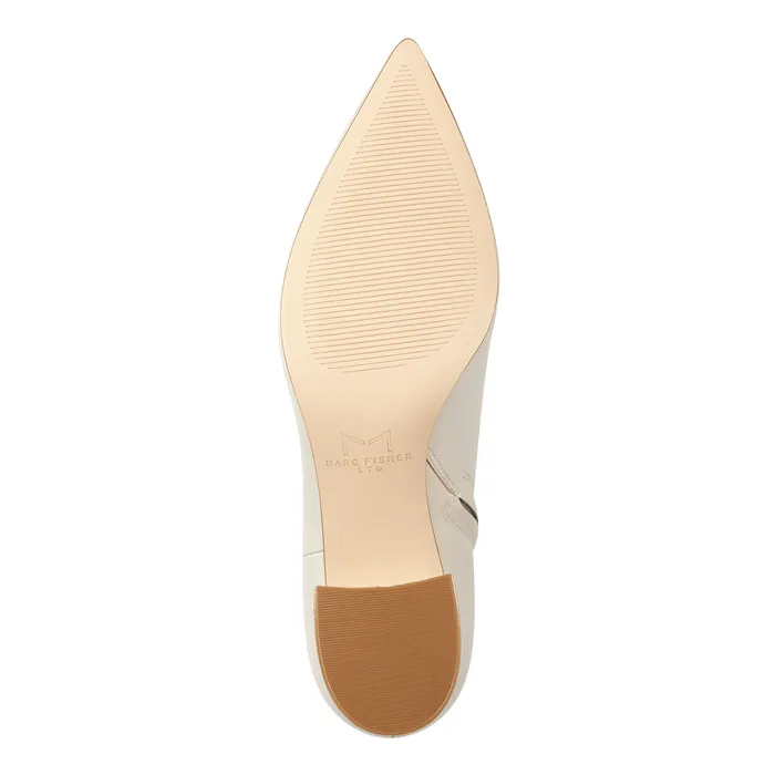 Booties Women Marc Fisher Jarli Pointy Ankle Bootie Ivory Leather