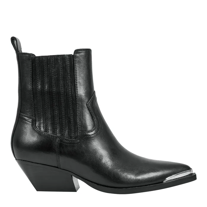 Boots and Booties Pryce Western Bootie Black Leather 8211 Marc Fisher Women