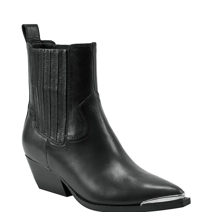 Boots and Booties Pryce Western Bootie Black Leather 8211 Marc Fisher Women