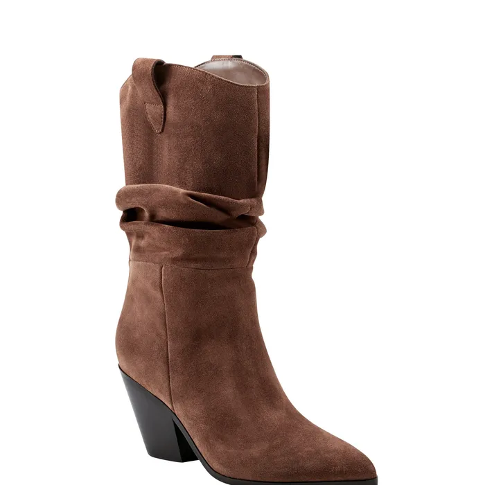 Boots and Booties Women Marc Fisher Myleea Slouchy Boot Brown Suede