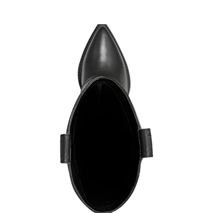 Boots Marc Fisher Women Harlo Foldover Western Boot Black Leather