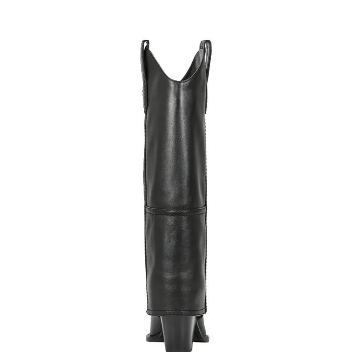 Boots Marc Fisher Women Harlo Foldover Western Boot Black Leather