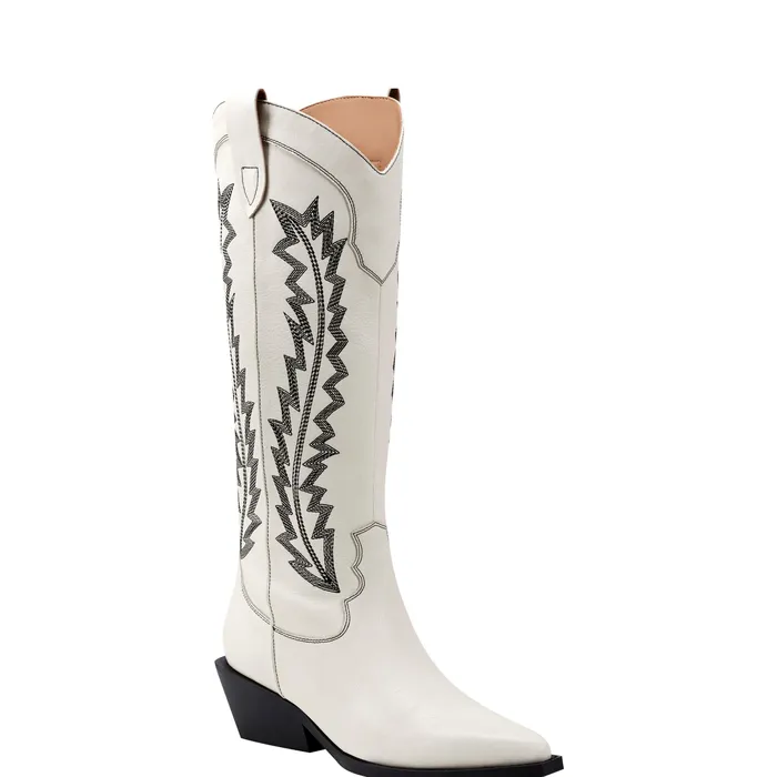 Boots Marc Fisher Women Roselle Western Boot Chic Cream Leather