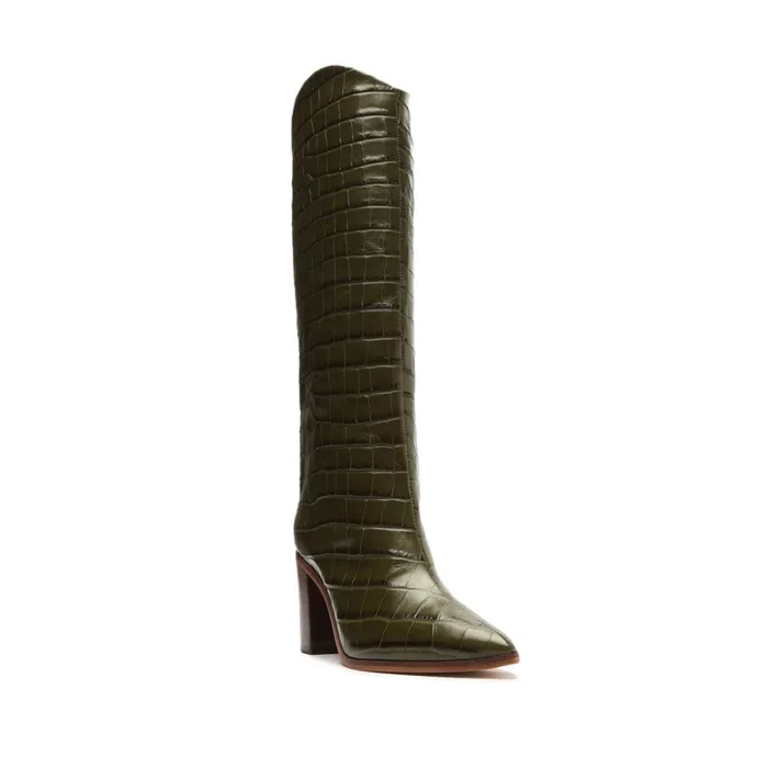 Boots Maryana Block CrocodileEmbossed Leather Boot Military Green Schutz Shoes Maryana Boots Boots Maryana Block CrocodileEmbossed Leather Boot Military Green Schutz Shoes Maryana Boots