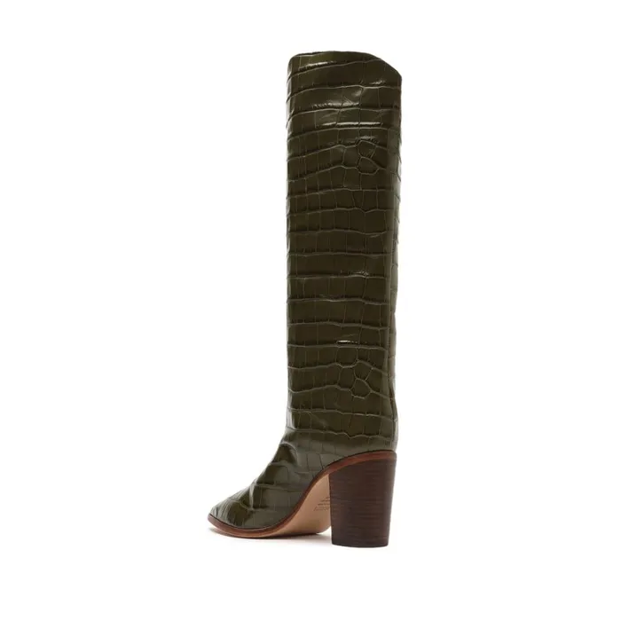 Boots Maryana Block CrocodileEmbossed Leather Boot Military Green Schutz Shoes Maryana Boots Boots Maryana Block CrocodileEmbossed Leather Boot Military Green Schutz Shoes Maryana Boots
