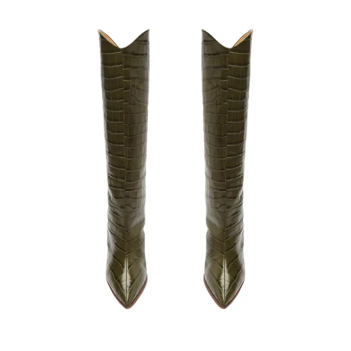 Boots Maryana Block CrocodileEmbossed Leather Boot Military Green Schutz Shoes Maryana Boots Boots Maryana Block CrocodileEmbossed Leather Boot Military Green Schutz Shoes Maryana Boots