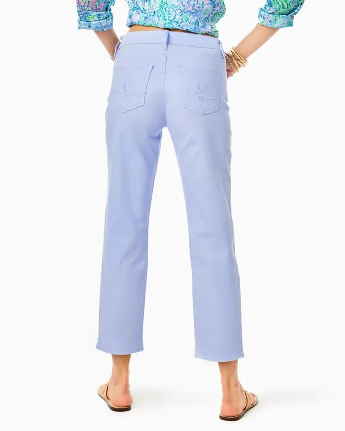 Bottoms Women Lilly Pulitzer 27034 South Ocean High Rise Straight Leg Jean Purple Phlox Bottoms Women Lilly Pulitzer 27034 South Ocean High Rise Straight Leg Jean Purple Phlox