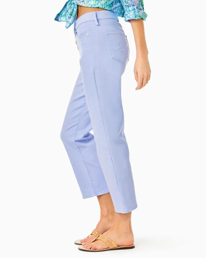 Bottoms Women Lilly Pulitzer 27034 South Ocean High Rise Straight Leg Jean Purple Phlox