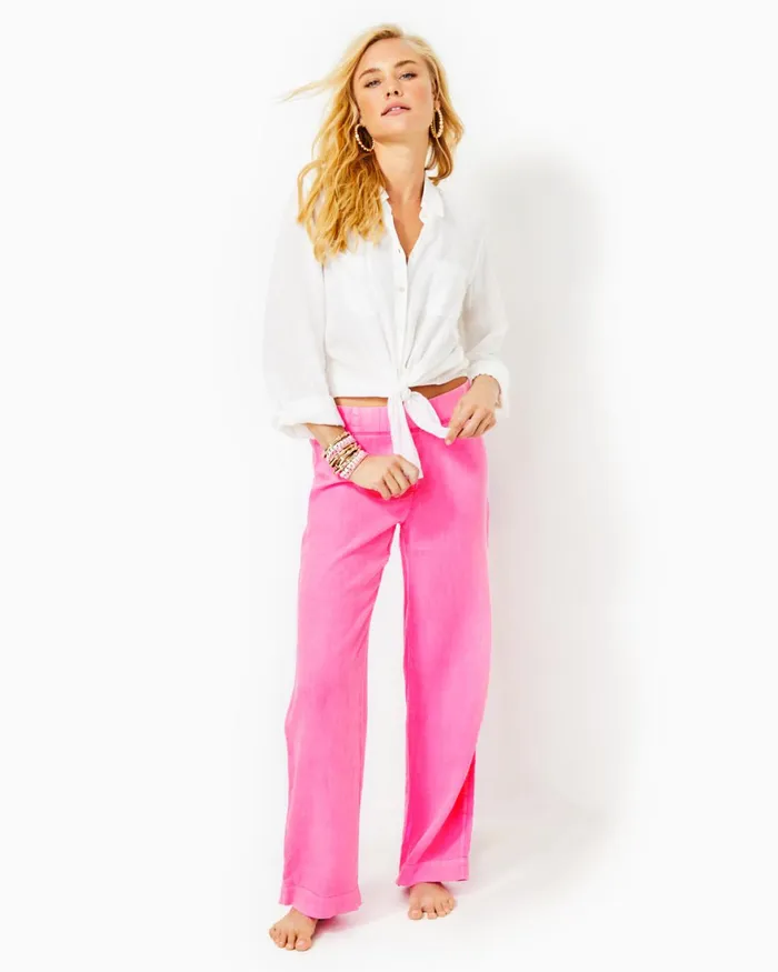 Bottoms Women Lilly Pulitzer 31034 Deri Linen Palazzo Pant Aura Pink Bottoms Women Lilly Pulitzer 31034 Deri Linen Palazzo Pant Aura Pink