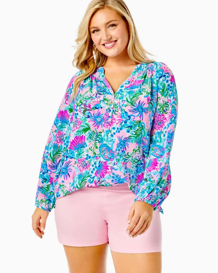 Bottoms Women Lilly Pulitzer 5034 Alessi Stretch Short Pink Blossom Bottoms Women Lilly Pulitzer 5034 Alessi Stretch Short Pink Blossom