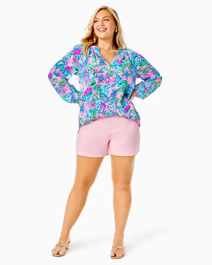Bottoms Women Lilly Pulitzer 5034 Alessi Stretch Short Pink Blossom Bottoms Women Lilly Pulitzer 5034 Alessi Stretch Short Pink Blossom