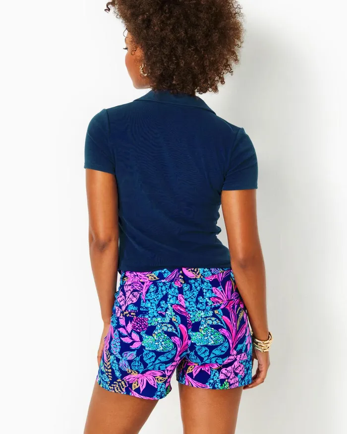 Bottoms Women Lilly Pulitzer 5034 Gretchen High Rise Short Aegean Navy Calypso Coast