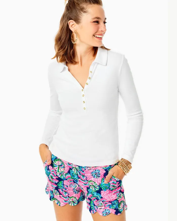 Bottoms Women Lilly Pulitzer 9034 Natia Knit Short Boca Blue Beneath The Bougainvillea