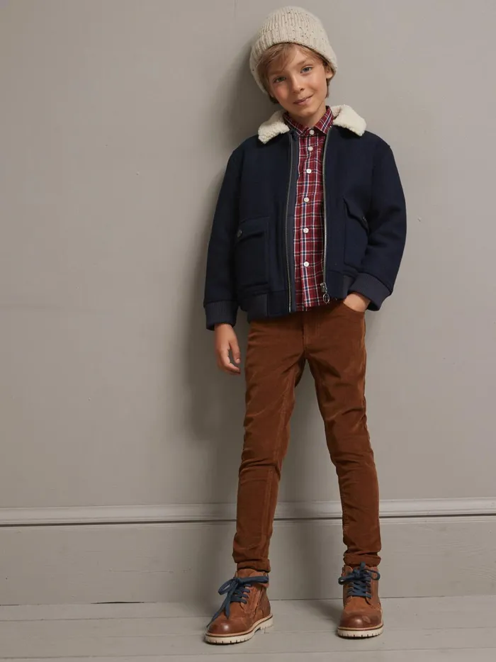 Boys Clothing Cyrillus SlimFit Corduroy Trousers Cognac