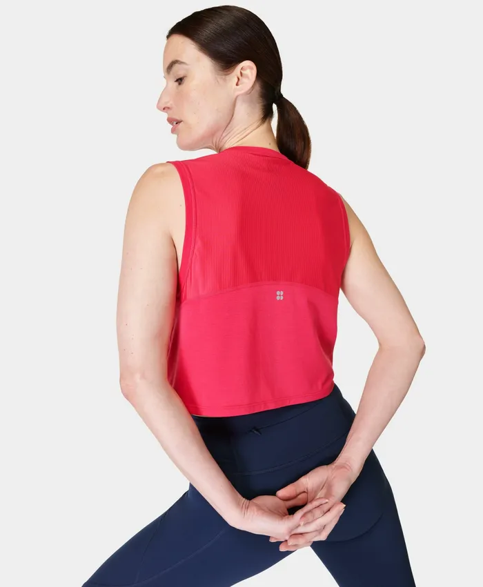 Breathe Easy Crop Muscle Vest Venus Pink Vest Tops Sweaty Betty Women