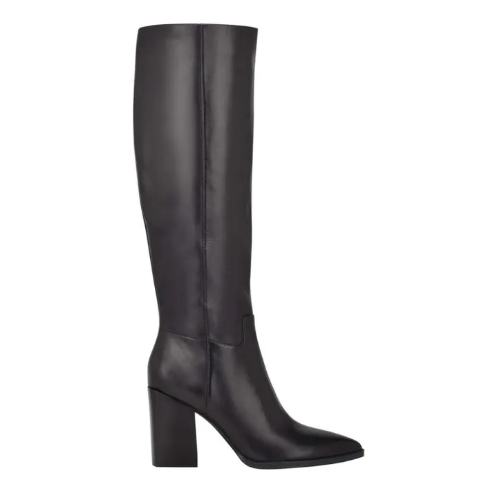 Brixe Heeled Boots Black Leather Women Nine West Heels
