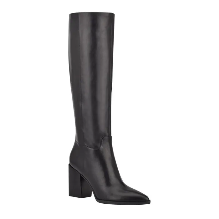 Brixe Heeled Boots Black Leather Women Nine West Heels
