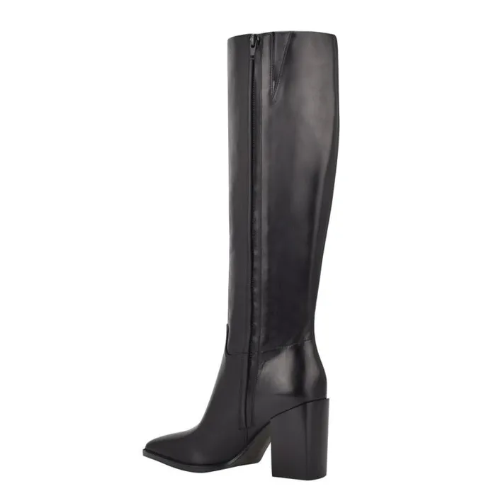 Brixe Heeled Boots Black Leather Women Nine West Heels