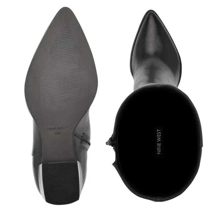 Brixe Heeled Boots Black Leather Women Nine West Heels