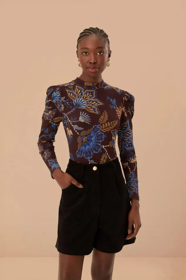 Brown Embroidered Garden Bodysuit Women FARM Rio Bodysuits