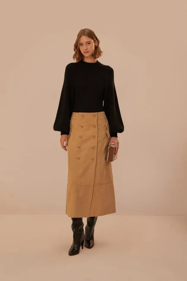 Brown Yoked Midi Skirt Women FARM Rio Skirts