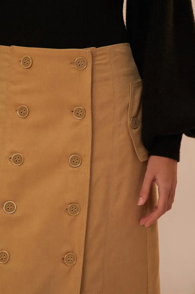 Brown Yoked Midi Skirt Women FARM Rio Skirts