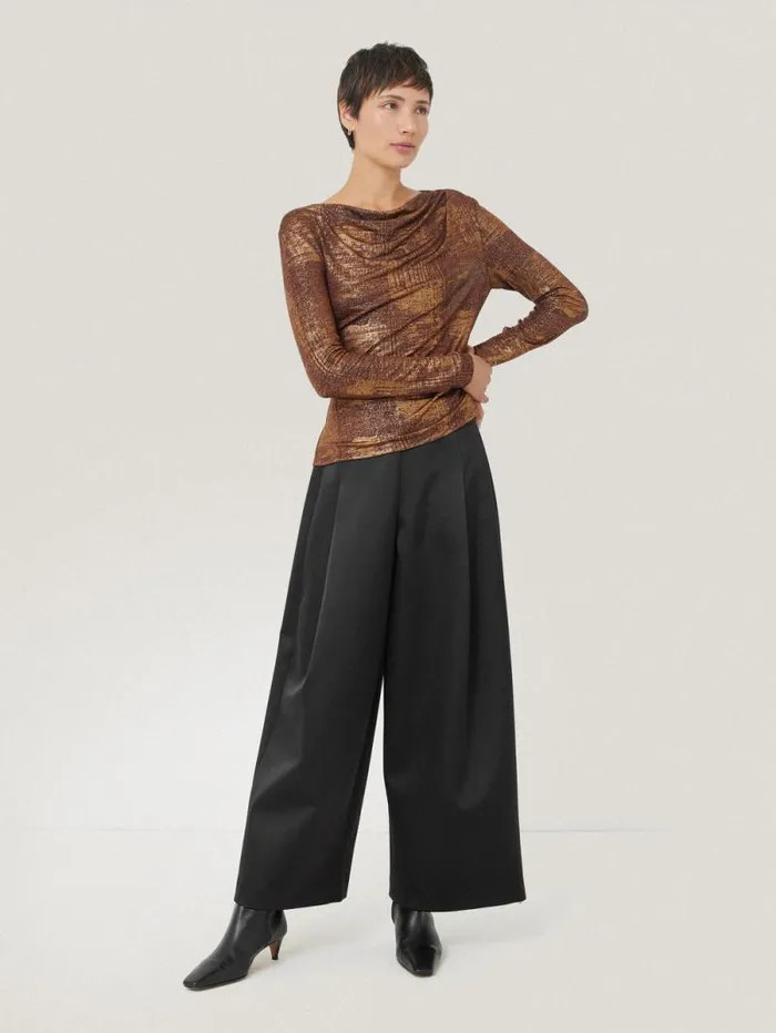 Brushed Bronze Cowl Top Bronze Women Jigsaw Shirts and Tops