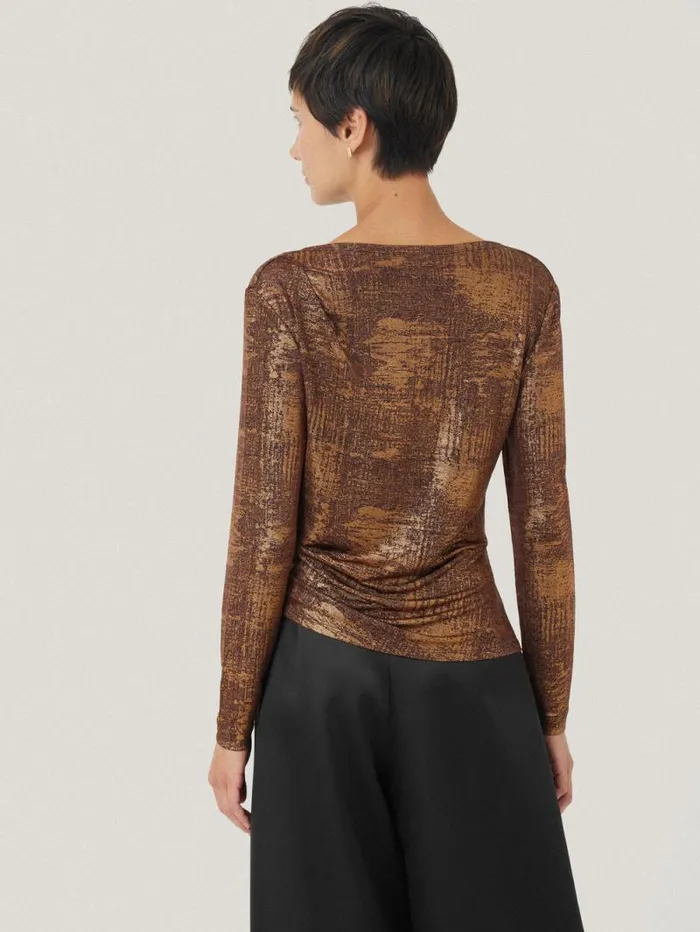 Brushed Bronze Cowl Top Bronze Women Jigsaw Shirts and Tops