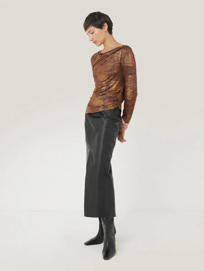 Brushed Bronze Cowl Top Bronze Women Jigsaw Shirts and Tops