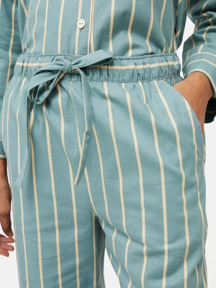 Brushed Twill Stripe Pyjamas Blue Women Jigsaw Pyjamas and Loungewear